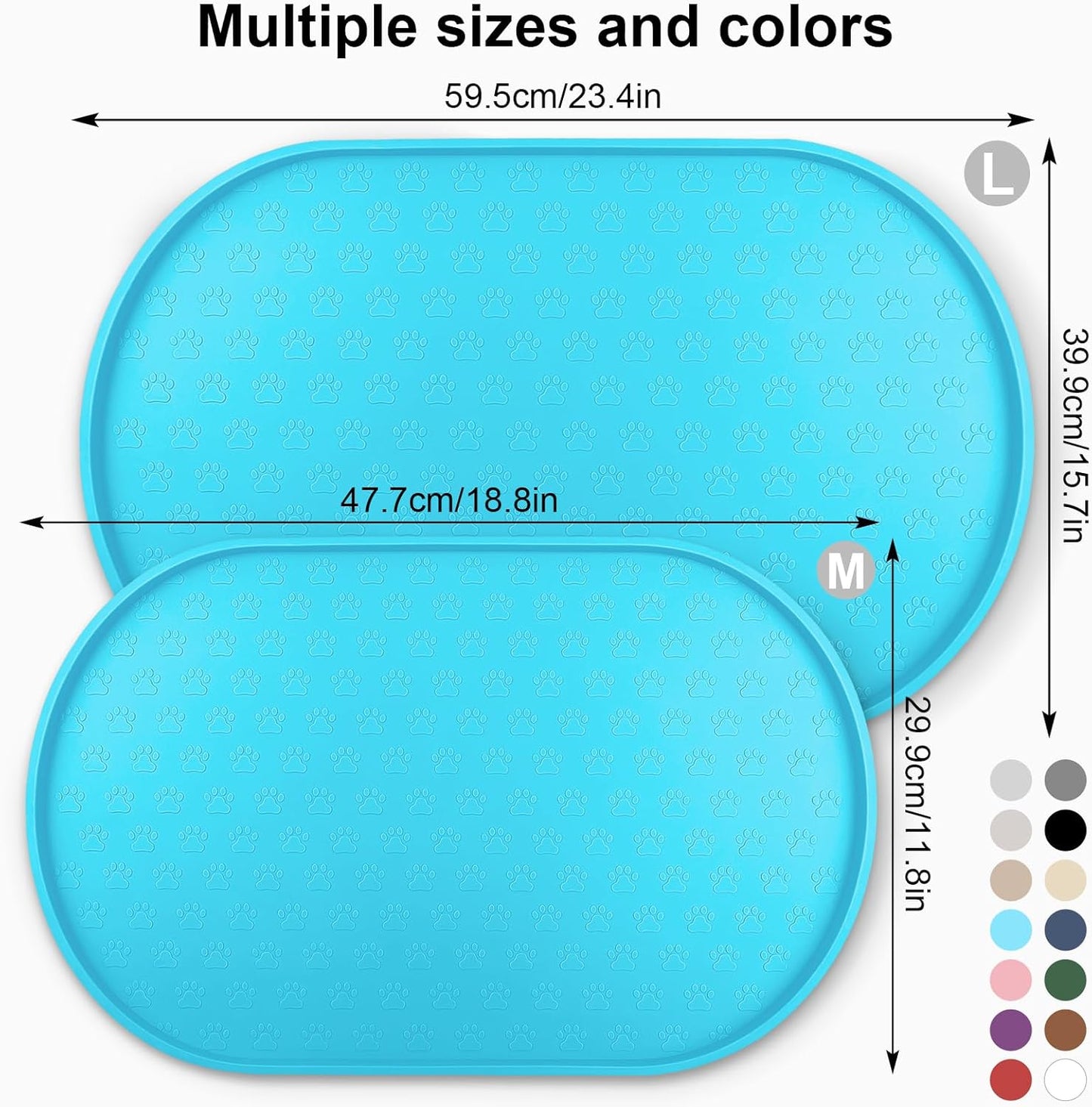 KPWACD Dog Food Mat Anti-Slip Bowl Mats for Food and Water, High-Lips Waterproof Pet Placemat Prevent Messy Spills to Floor, Silicone Puppy Feeding Trays for Large Medium Small Dogs Cats