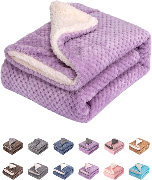 Fuzzy Dog Blanket or Cat Blanket or Pet Blanket, Warm and Soft, Plush Fleece Receiving Blankets for Dog Bed and Cat Bed, Couch, Sofa, Travel and Outdoor, Camping (Blanket (24" x 32"), DW-Lavender)