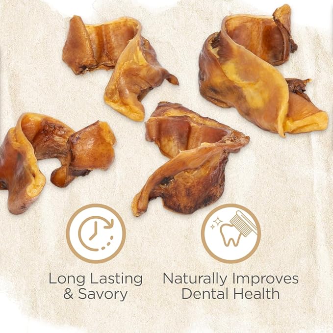 Natural Farm Pig Ear Slivers for Dogs (4 Pounds Bag), One Ingredient: Natural Pigs Ear Slivers, Air Dried, Long-Lasting & Highly Digestible Treats, Great for Puppy and Large/Medium Dogs