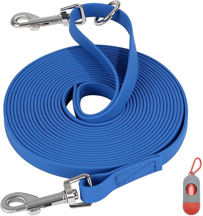 Waterproof Long Leash for Dogs Training 16FT/30FT/50FT, Long Dog Leash Heavy Duty Lead for Large Medium Small Dogs Outside Walking, Playing, Camping, or Yard(Blue 30FT)