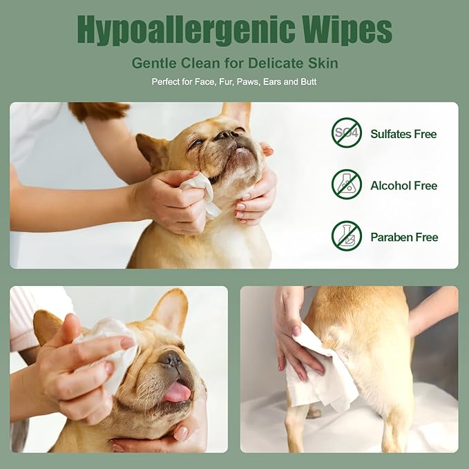 Dog Paws Wipes, Hypoallergenic Pet Grooming Wipes Natural and Gental, 100 Wipes for Cleaning & Grooming Moisturizing Coconut