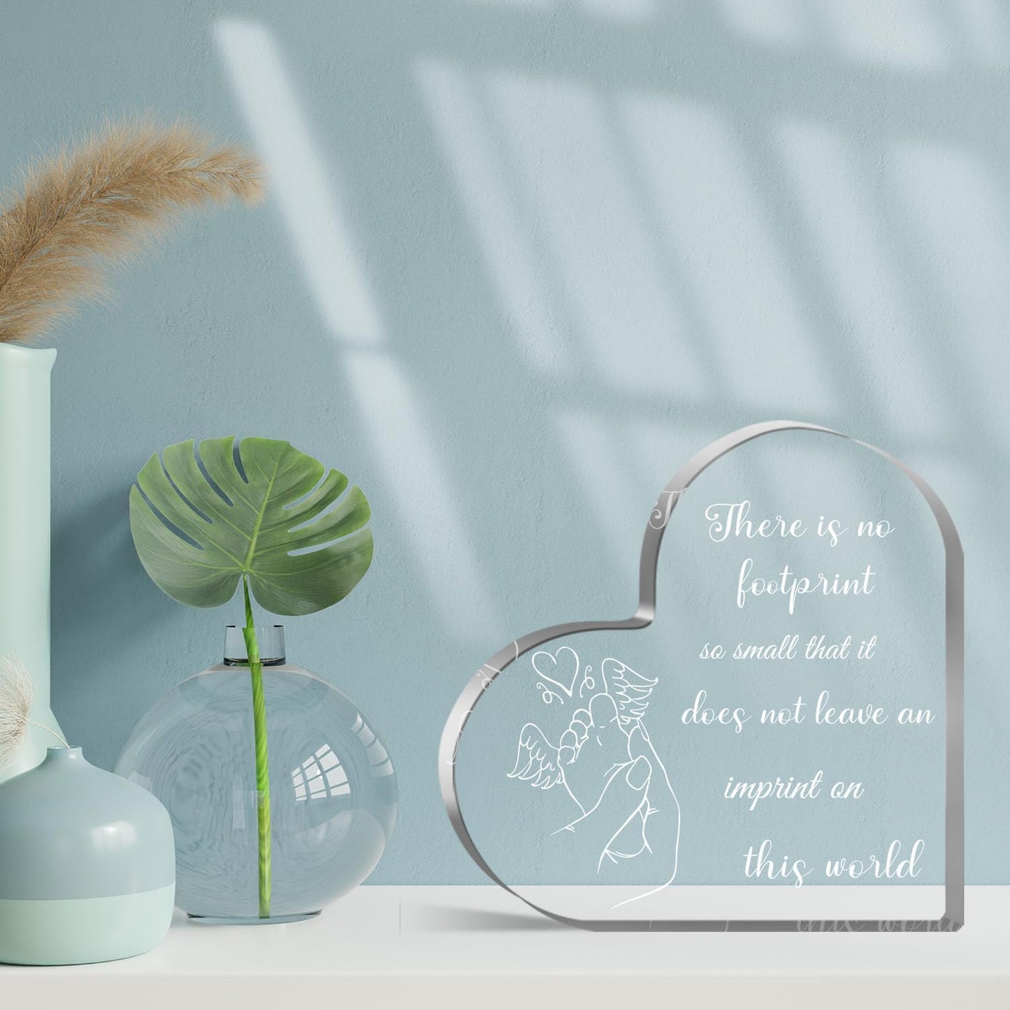 Miscarriage Gifts for Mothers, Remembrance Gift, Sympathy Gifts, Infant Loss Sympathy Gift, Funeral in Memory of Loss of Baby, Baby Footprint Memorial Heart Acrylic Sign, Remember Me Grieving Present