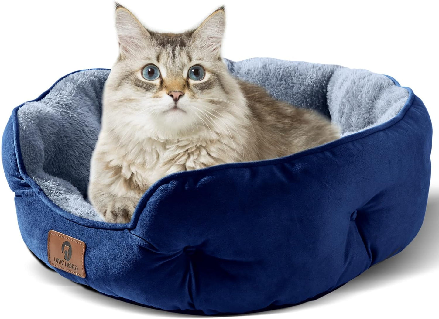 Asvin Medium Dog Bed for Medium Dogs, Large Cat Beds for Indoor Cats, Pet Bed for Puppy and Kitty, Extra Soft & Machine Washable with Anti-Slip & Water-Resistant Oxford Bottom, Blue, 25 inches
