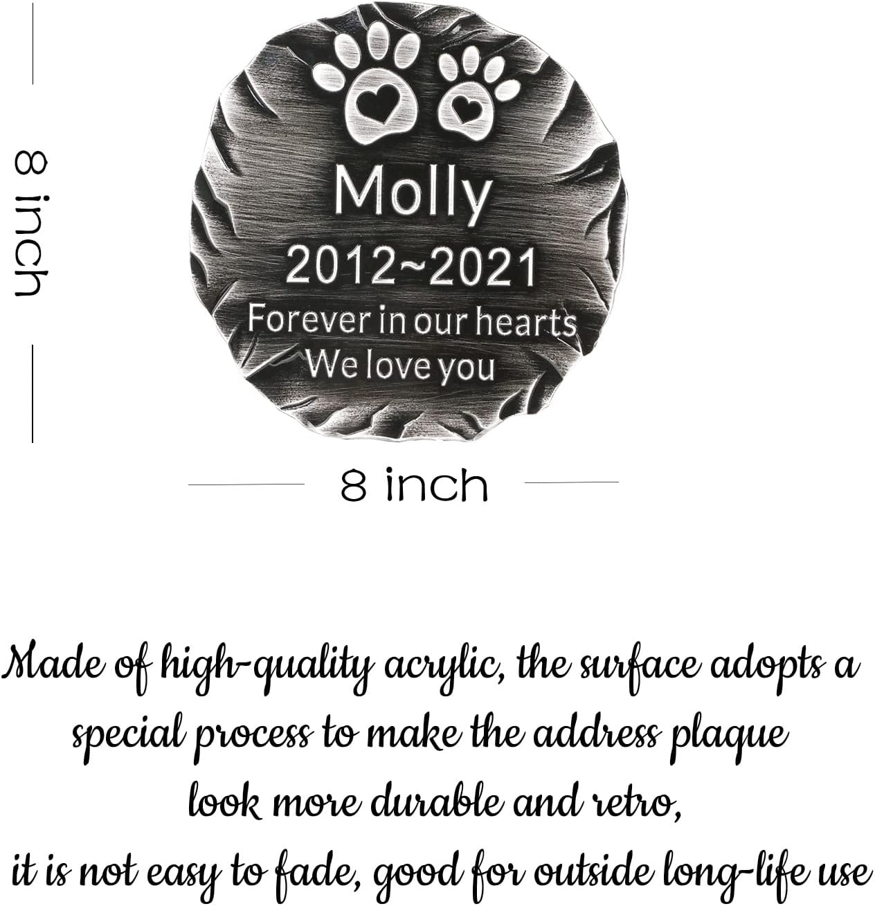 Pet Memorial Stone Cat Dog Pet Memorial Personalized Pet Grave Markers Customized Pet Grave Markers with Pet Name are a Sympathy Gift for The Loss of a Pet (Acrylic)