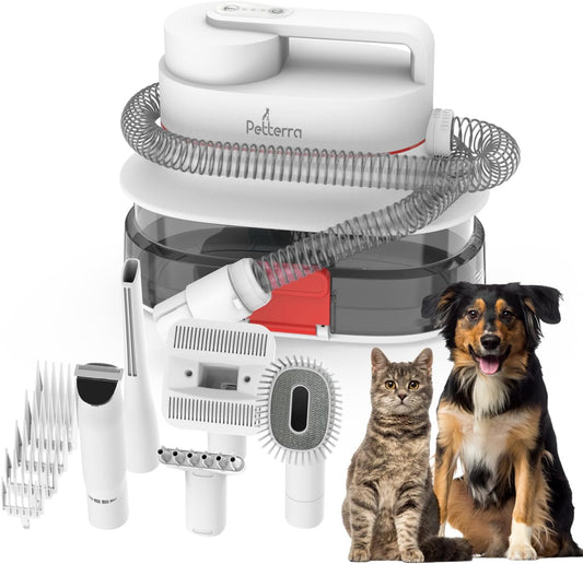 FurCare Pro 3-in-1 Grooming Kit with Vacuum Suction (99%) - Pet Dryer, Professional Clippers & Efficient Grooming Tools, 4L Dust Cup, Low Noise, Ideal for Dogs, Cats, and More
