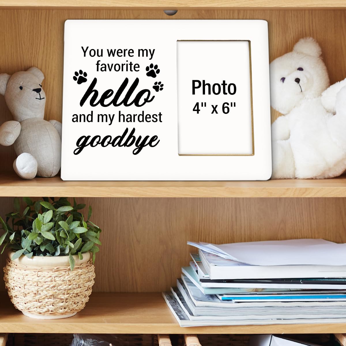 Dog Memorial Gifts for Loss of Dog, Pet Memorial Gift Picture Frame, Sympathy Gifts for Pet Lovers, Cat Passing Away Bereavement Remembrance Wood Photo Frames, 4 x 6 Inch Photo