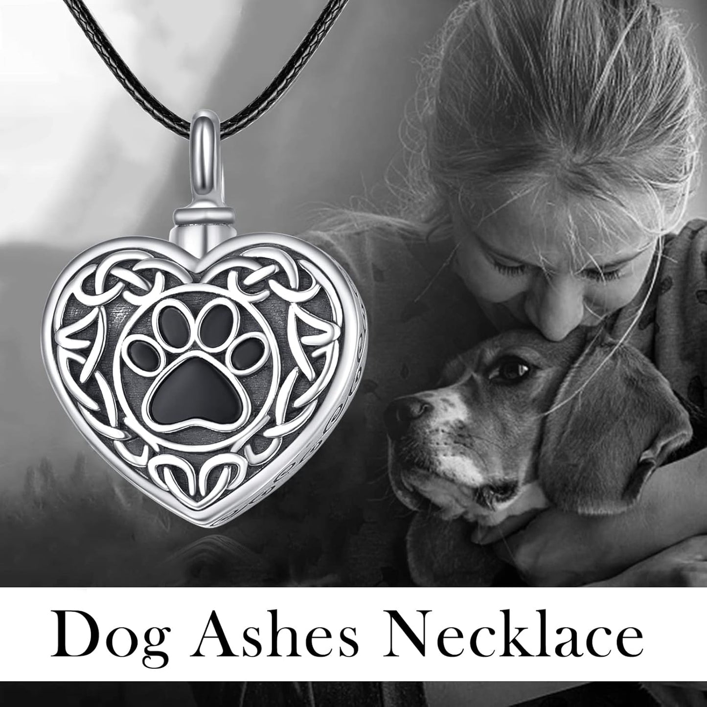 Dreamboat Pet Urn Necklace for Dog Cat Ashes 925 Sterling Silver Paw Print Cremation Keepsake Pendant Celtic Knot Memorial Jewelry Gifts for Women Men