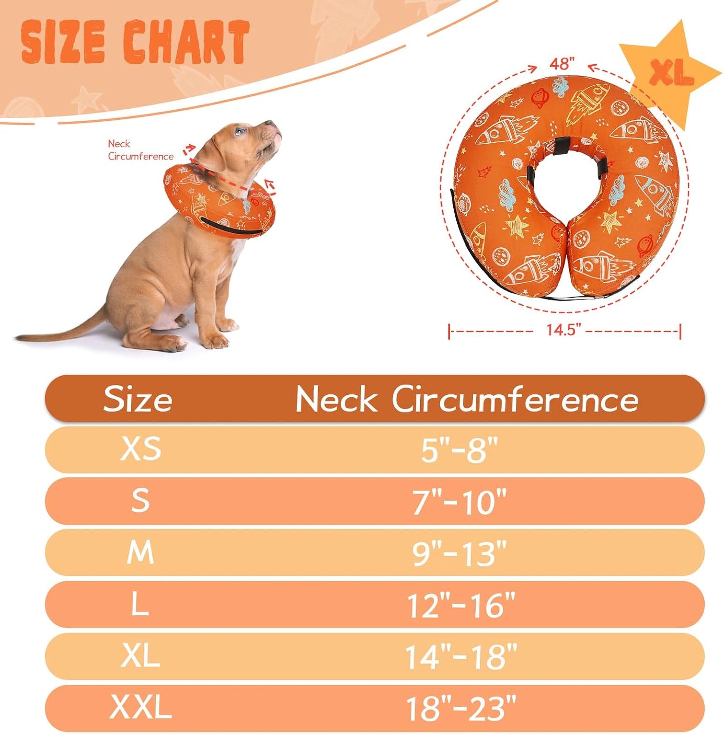 Inflatable Dog Cone Collar for After Surgery, Dog Donut Collar After Surgery, Soft Pet Cone for Small Medium Large Dogs to Stop Licking
