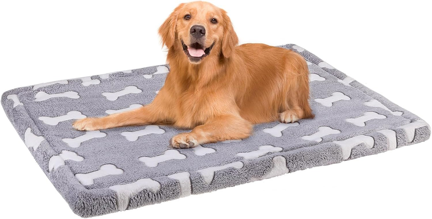 BEAUTYZOO Dog Bed Crate Pad 42 x 28 inch, Washable Dog Crate Mat for X-Large Sized Dogs, Anti-Slip Pet Crate Bed Kennel Pad, Durable Cozy Puppy Sleeping Mat Rectangle Mattress, Bone
