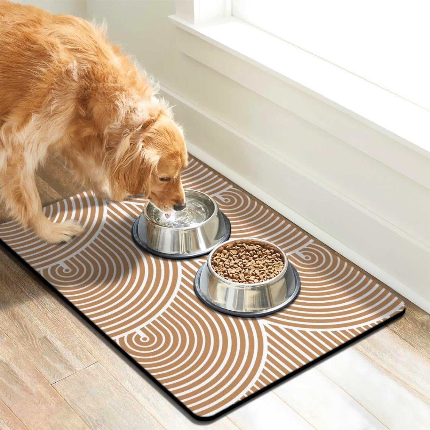 Eco-Friendly Pet Supplies: Absorbent Quick Dry Cat & Dog Food Mat, 16"x24"