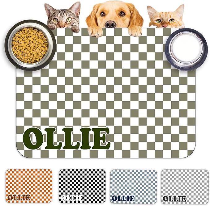 Personalized Dog Food Mats for Floors Custom Pet Placemat Mats for Food and Water Waterproof Customized Pet Food Mat with Name Gifts for Dog & Cat Owners Design 7