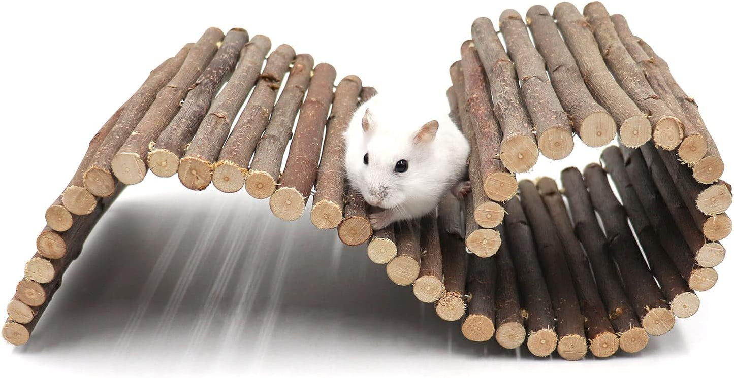 Hermit Crab Climbing Toys, Wooden Hermit Crab Hideout, Reptile Tank Habitat Decor, Bendable Ladder Bridge Tunnel Toys for Lizard Chameleon Hamster Rats Chinchilla Guinea Pig Rabbit Bearded Dragon