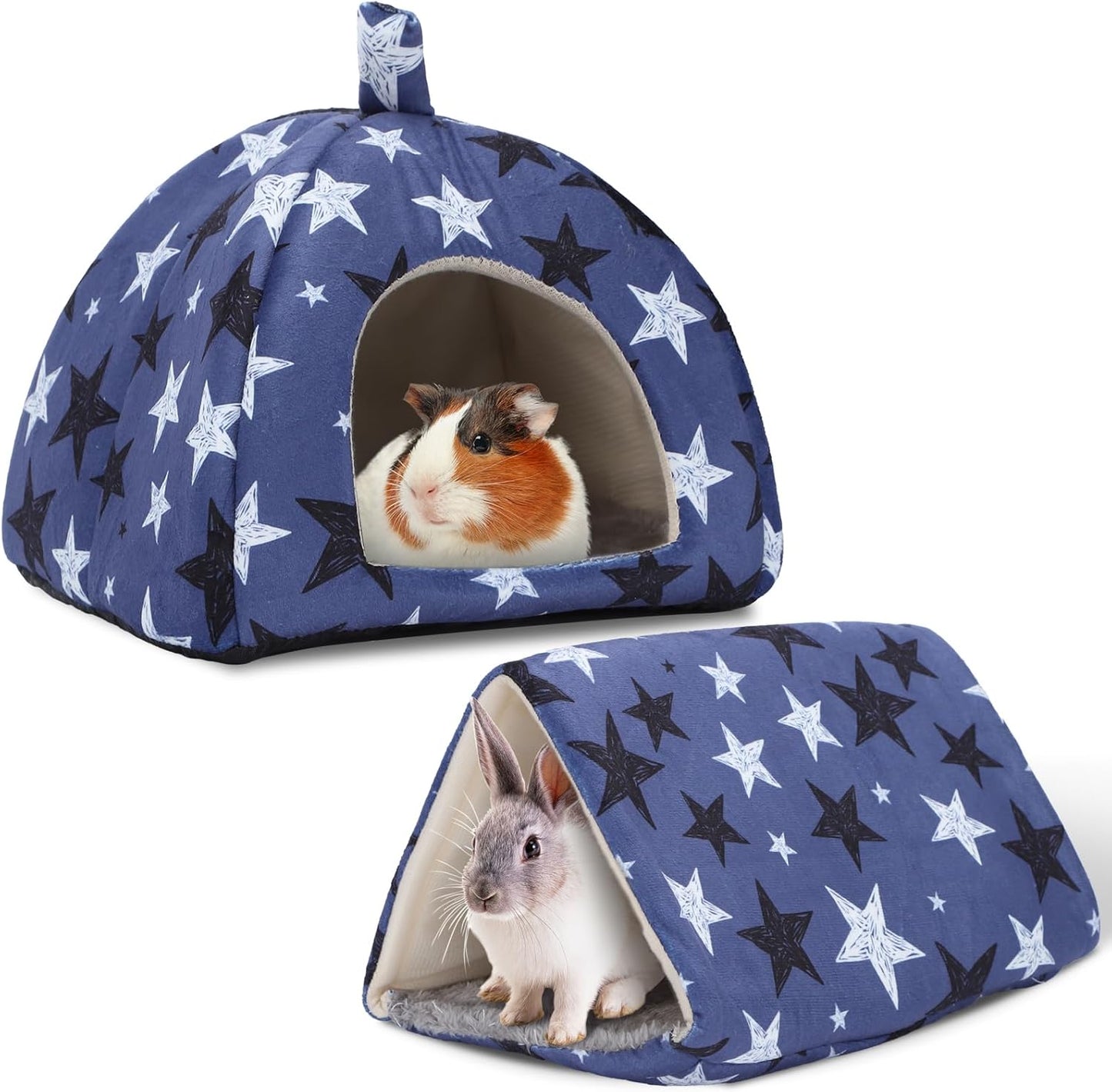 2-Pack Guinea Pig Hideout with Tunnel for Small Animals(Guinea Pig Bedding Warm & Lightweight, Easy to Clean)