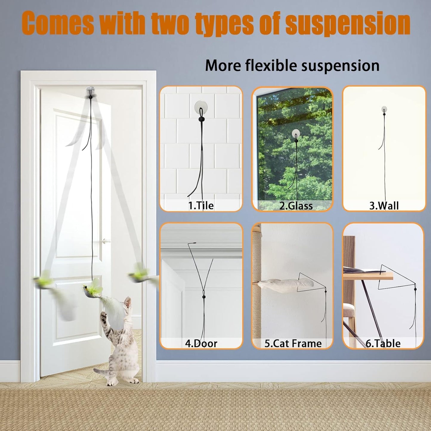 Cat Toys Indoor Hanging Door Retractable Flying Da Bird Cat Toy for Kitten Fun Exercise Interactive String Feather Cat Toys for Hunting Chase (Yellow Silk Finch)