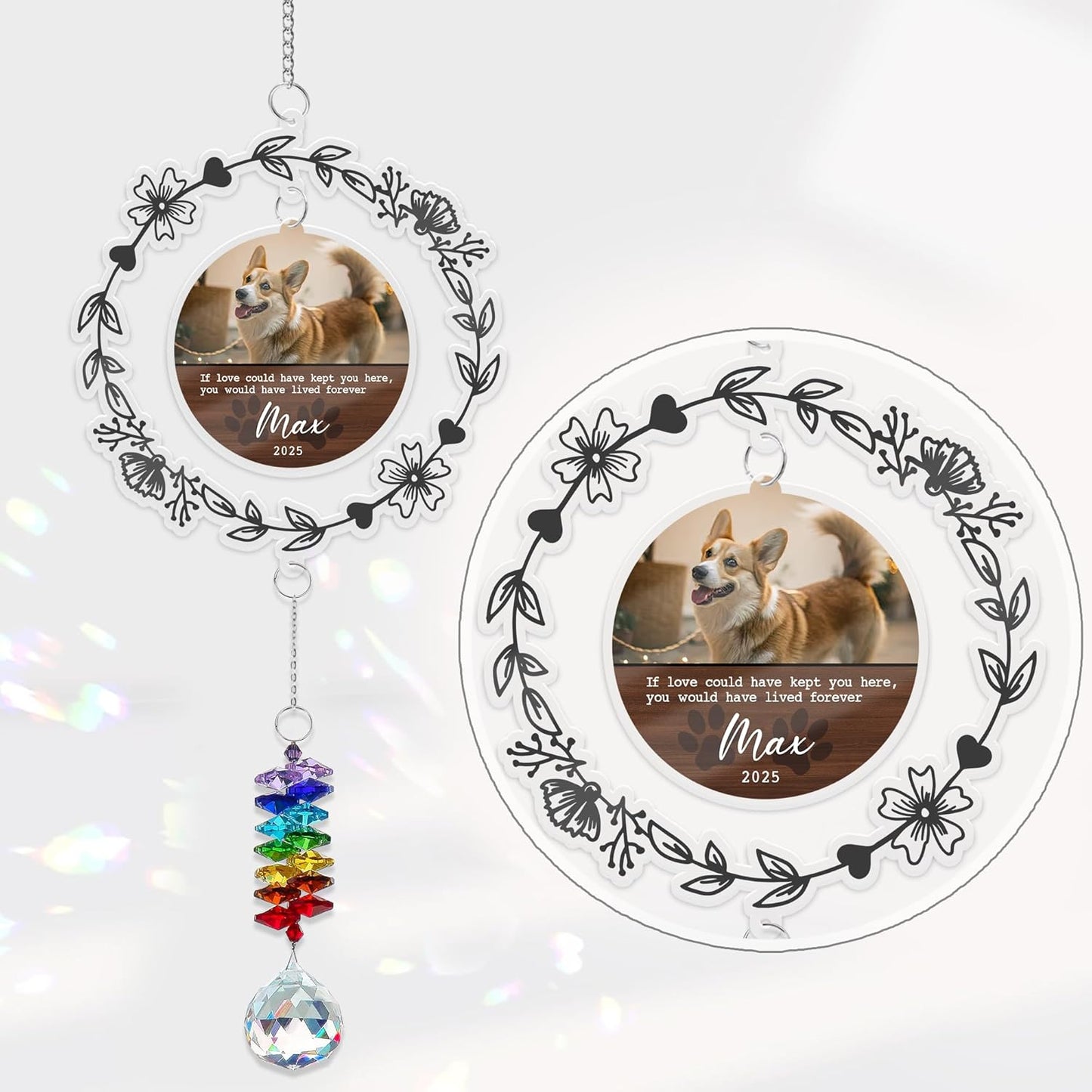Personalized Dog Memorial Ornament Custom Pet Photo Suncatcher - Christmas, Birthday, Anniversary, New Year Gift for Dog Owner from Family - Loss of Pet Keepsake with Quote 2025