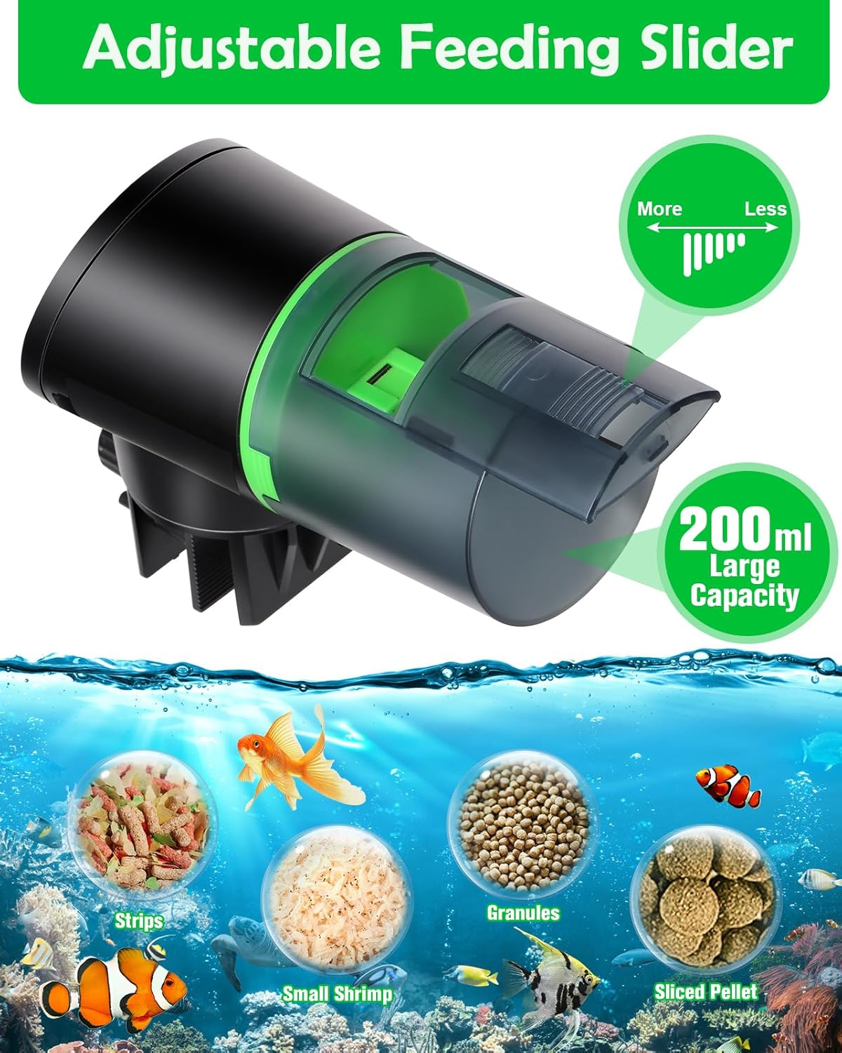 Automatic Fish Feeder for Aquarium - Auto Fish Food Automatic Dispenser Battery Operated Timer Vacation Feeder with 2 AAA Batteries Included
