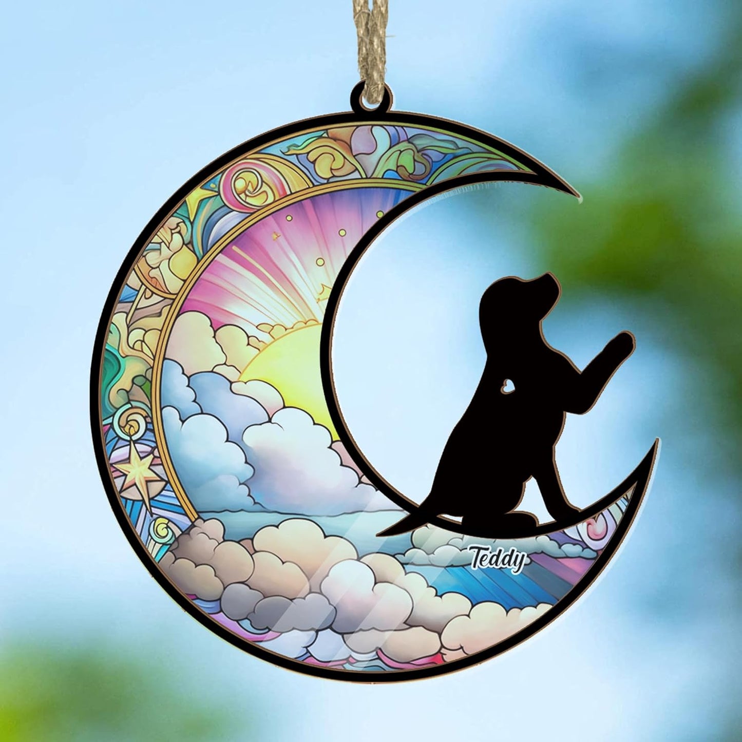 Personalized Dog Memorial Suncatcher Ornament - Custom Name Dog Decor, Dog Memorial Christmas Ornament, Gift for Dog Lover, Loss of Pet Sympathy Gift, Pet Remembrance Keepsake, in Loving Memory Gift