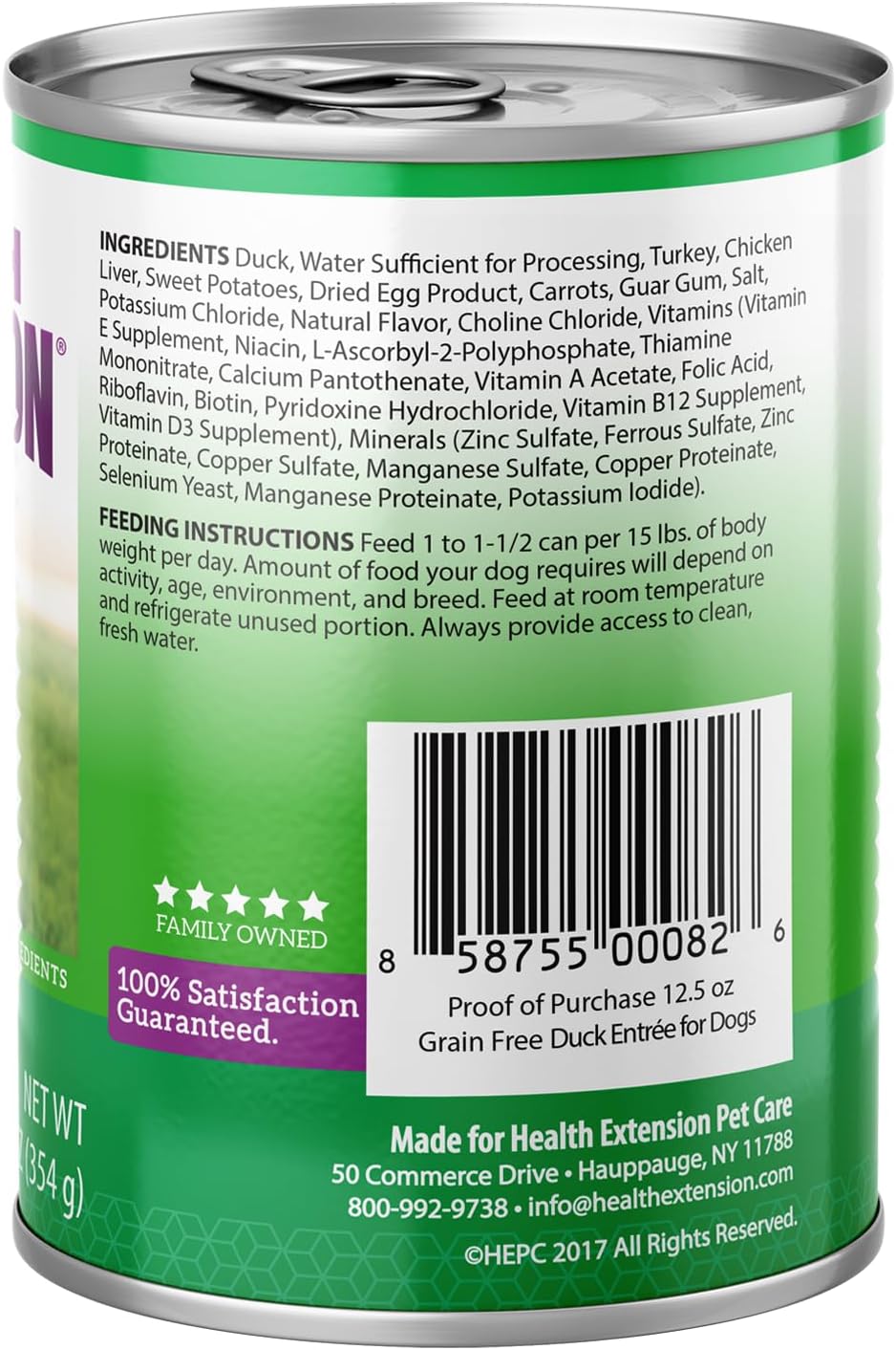 Health Extension Duck Entrée Wet Dog Food Grain-Free, 12.5 oz - Protein-Rich Recipe, Hydration Support, Ideal for Sensitive Stomachs (Case of 12 Cans)