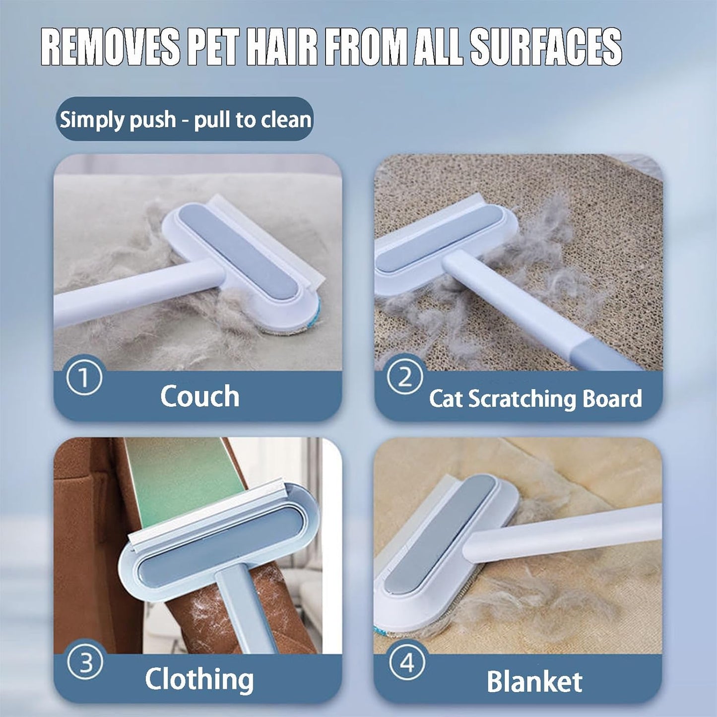 Cat Hair Remover 4-in-1 Multi-Functional Pet Hair Remover Brush,17.7Inch, Reusable Washable Lint Cleaner for Dog and Cat Hair, Gentle on Furniture, Sofas, Pet Beds, Bedding, Carpets, Clothing