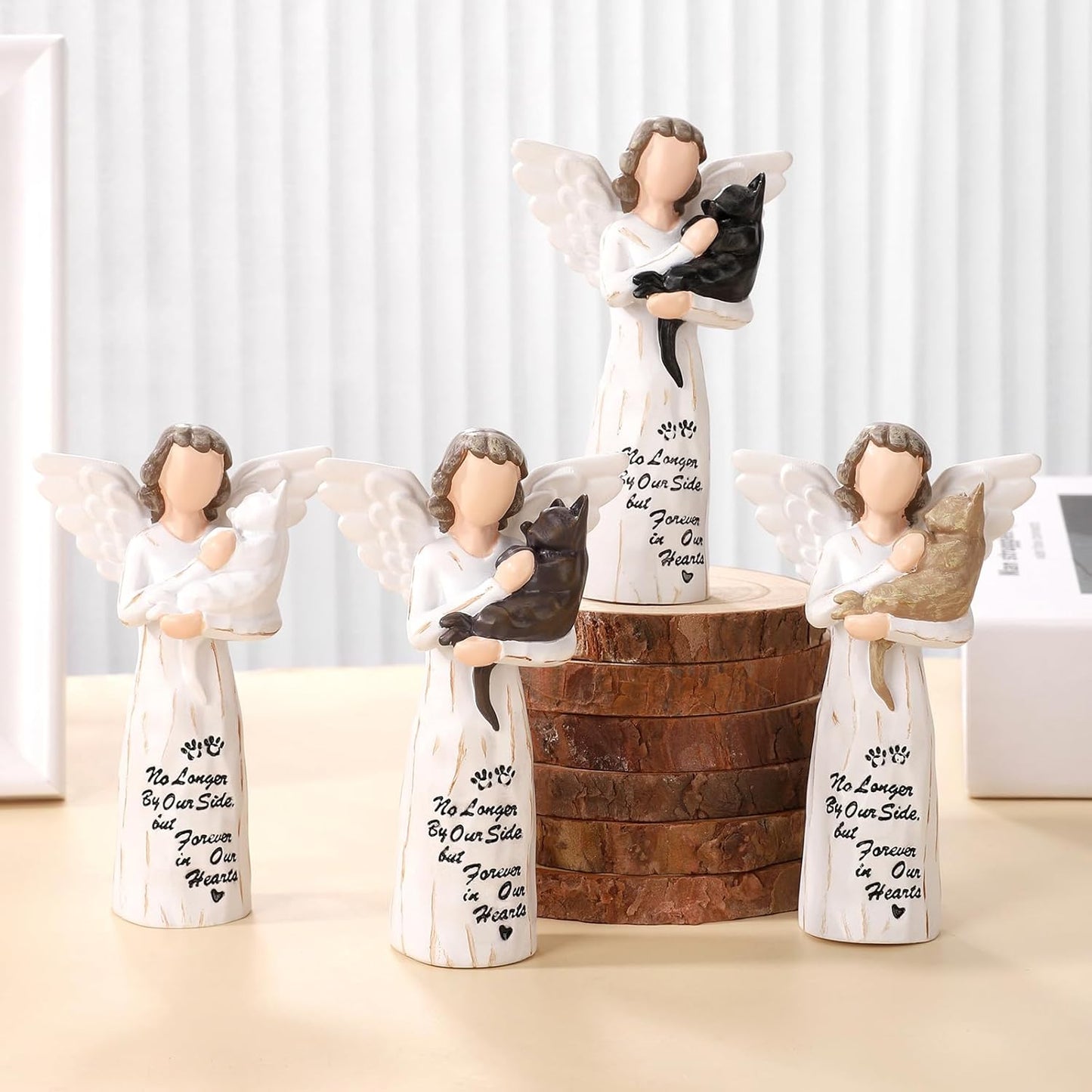 Cat Memorial Gifts for Loss of Cat, Pet Cat Remembrance Gifts, Hand-Painted Collectible Cat Angel Figurine Statue for Cat Lovers in Memory of Their Beloved Cat (Brown Cat, S-Size)