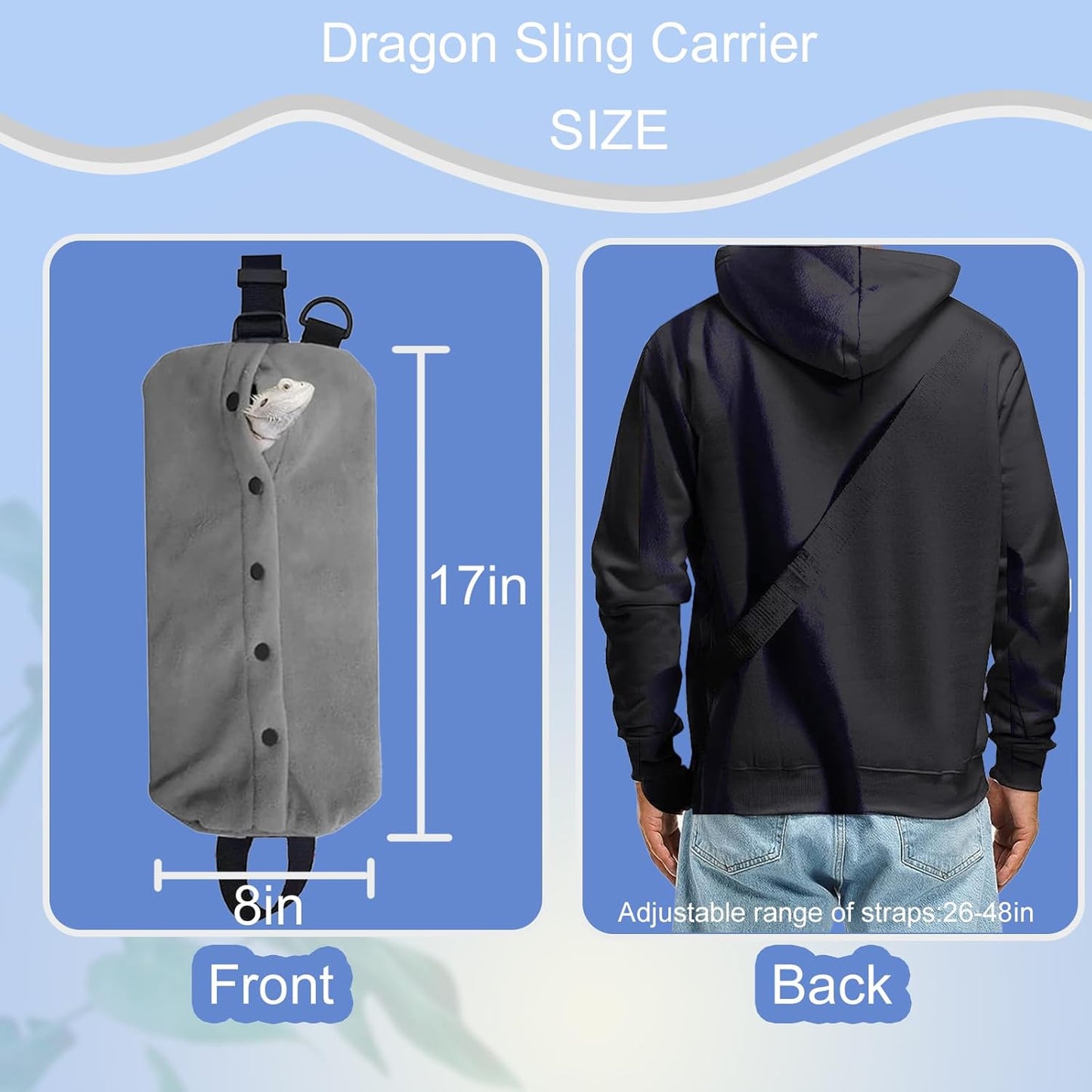 Bearded Dragon Carrier Set, Reptile Carrier Kit Includes Bearded Leash, Shark Costume, Bearded Dragon Harness Vest with Costume for Small Pets Travel