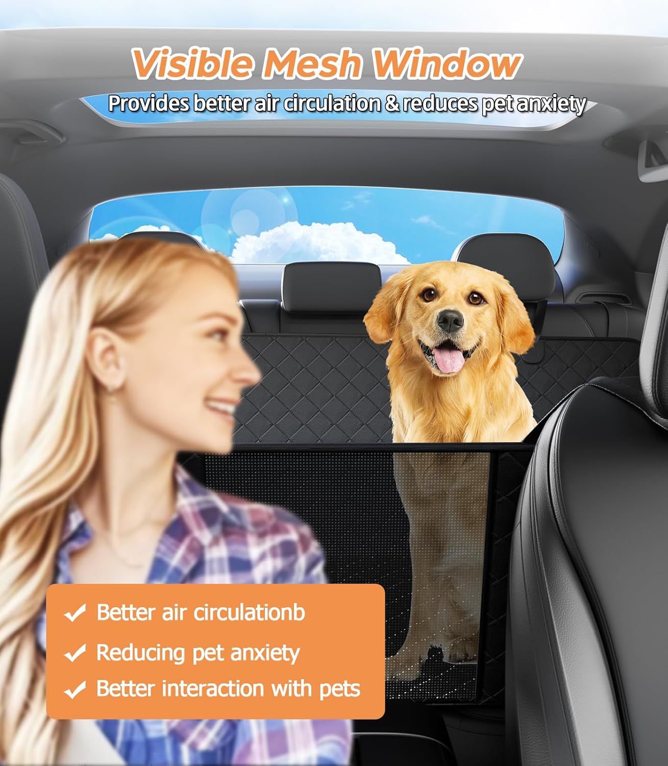 Dog Car Seat Cover for Back Seat, Waterproof Hard Bottom Back Seat Extender for Dogs, Dog Hammock for Car with Support Bar Holds 420 lbs, 2025 Upgraded Material, Anti Scratch, Easy to Use and Clean