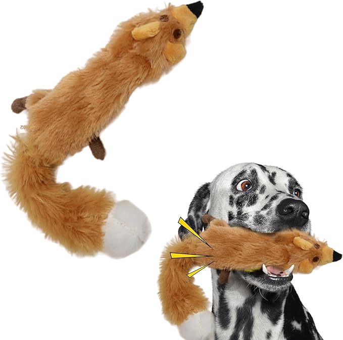 SPOT Skinneeez Fox 23-Inch Stuffing-Free Plush Dog Toy – Realistic Design with 2 Squeakers – Durable, Soft Polyester for Medium & Large Dogs – Tug, Fetch & Shake Play – for Moderate Chewers