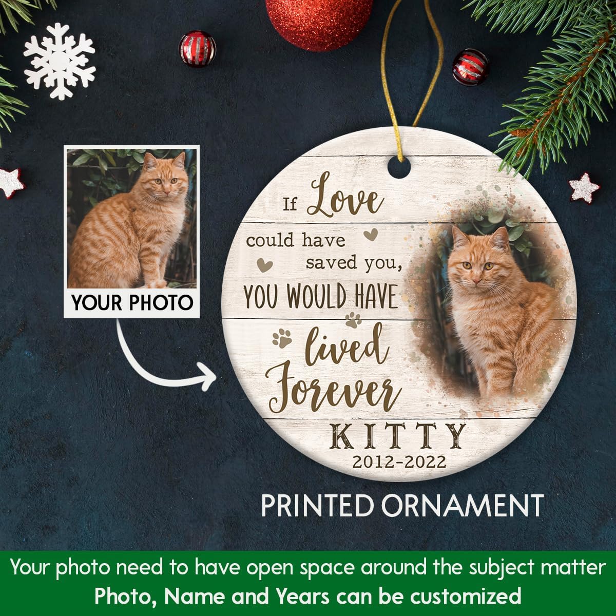 Memorial Ornaments, Memorial Gift for Loss of Cats, Pet Memorial Gifts, Sympathy Gift, Ceramic Keepsake in Loving Memory of Pet, Kitten