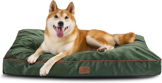 Bedsure Washable Dog Beds Large Sized Dog - 3 Inch Thicken Up to 80lbs Pet Mat Pillows with Removable Washable Cover, Green
