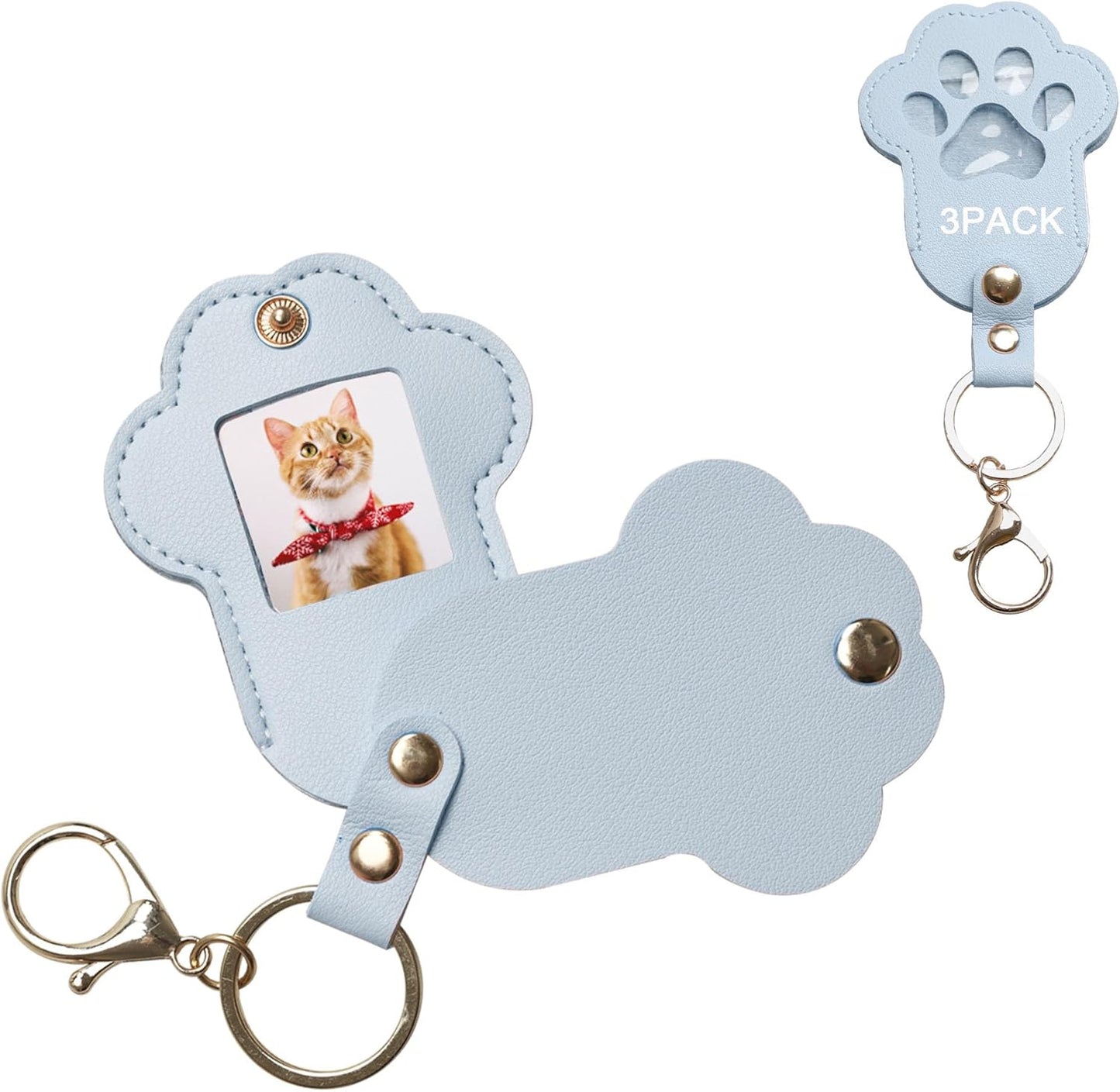 Pet Memorial Keychain Dog Paw Keepsake Photo Holder Heartfelt Memorial Gift for Loss of Dog and Cat Holds Fur and Pictures Keychain or Bag Charm for Bereaved Pet Owners (3Pack Blue)