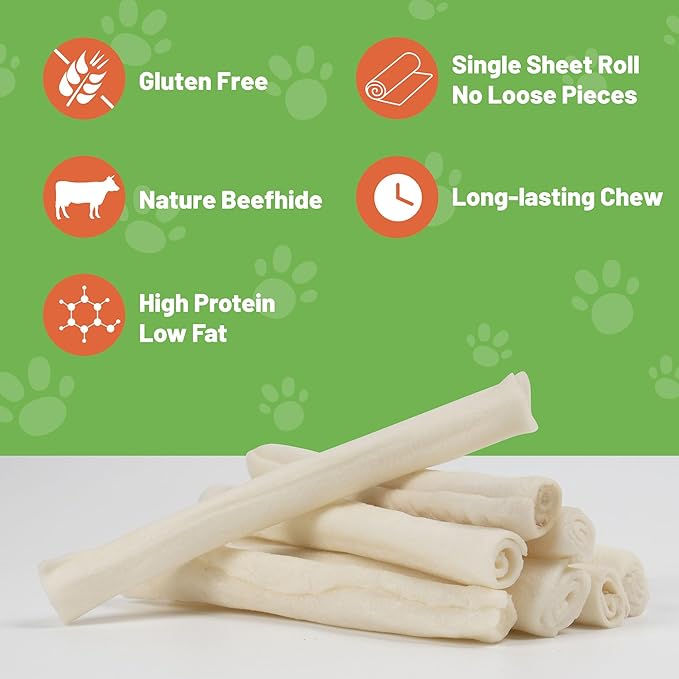 MON2SUN Dog Rawhide Rolls Twist Sticks 6.5 Inch Natural Flavor Rawhide Chews 18 Count for Puppy and Small Dogs