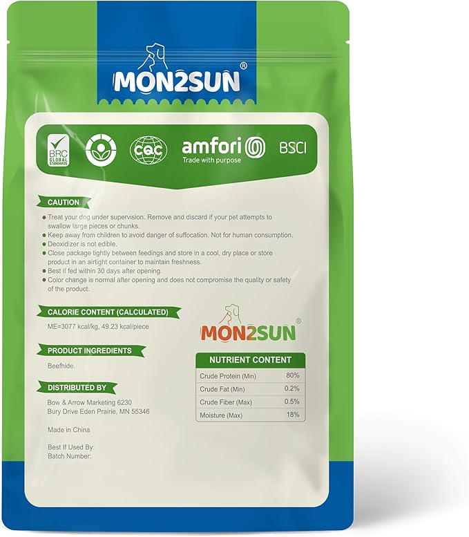 MON2SUN Dog Rawhide Rolls Twist Sticks Chew Treats Natural Flavor 6.5 Inch 40 Count for Puppy and Small Dogs