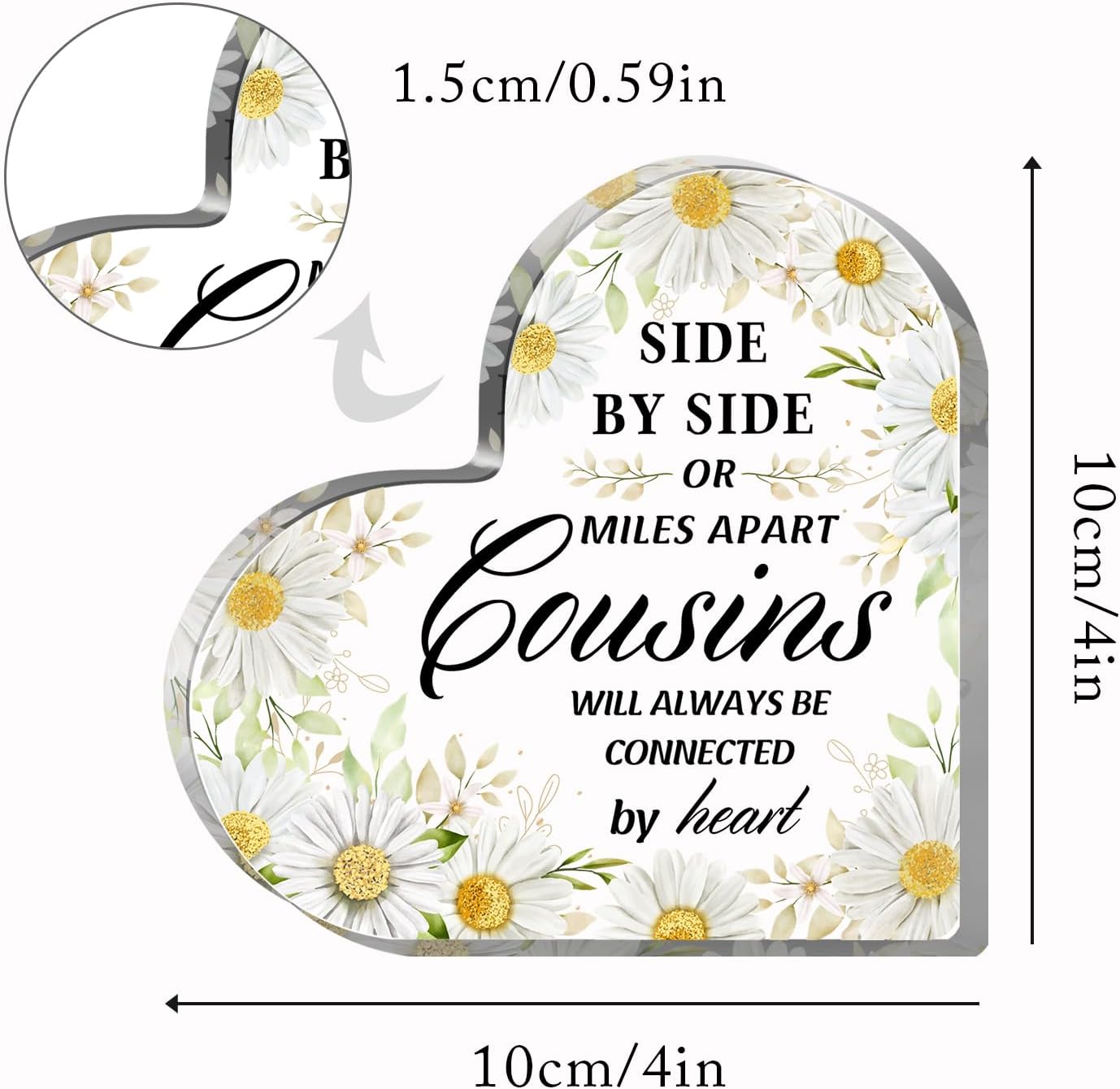 Cousin Gifts for Women, Cousin Birthday Gifts for Women, Best Cousin Ever Gifts, Heart Acrylic Gifts for Cousins, Cousin Birthday Gifts for Cousin Sister, Best Cousin Gifts for Christmas and Weddings