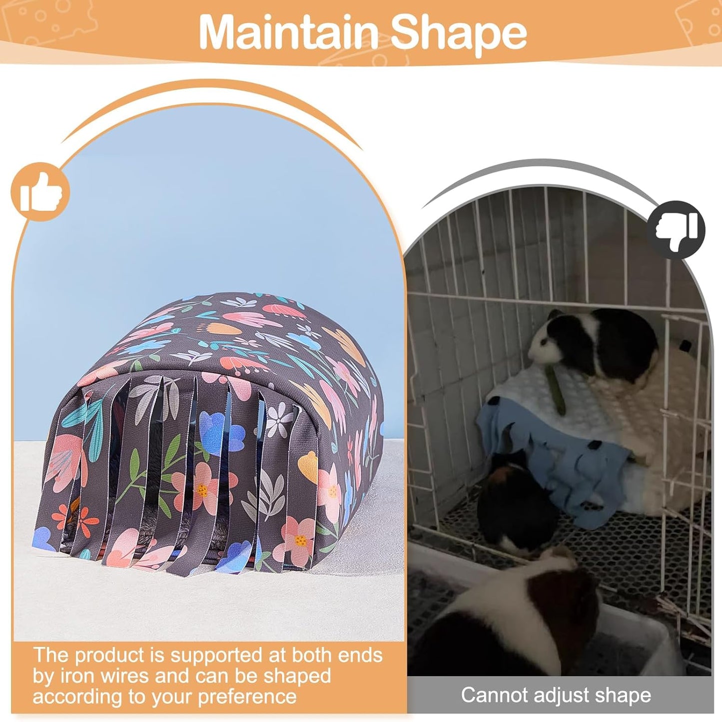 Guinea Pig Hideout Washable Guinea Pigs Tunnel with Curtains Hamster Hideout Cozy Guinea Piggy House Fit for Guinea Pig Cages Soft Guinea Pigs Accessories for Small Animals Hamster/Chinchilla/Bunny