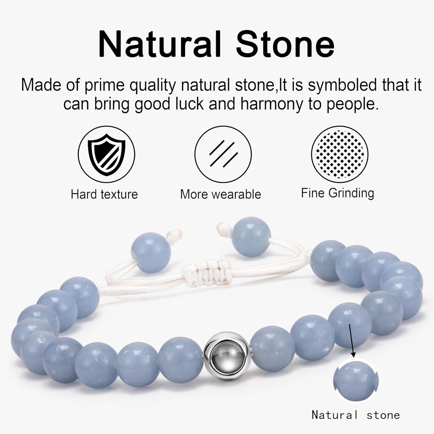 EMIRISTIC Custom Photo Bracelet - Personalized Picture Natural Stone Cuban Chain Bracelet - Any Special Day Gifts