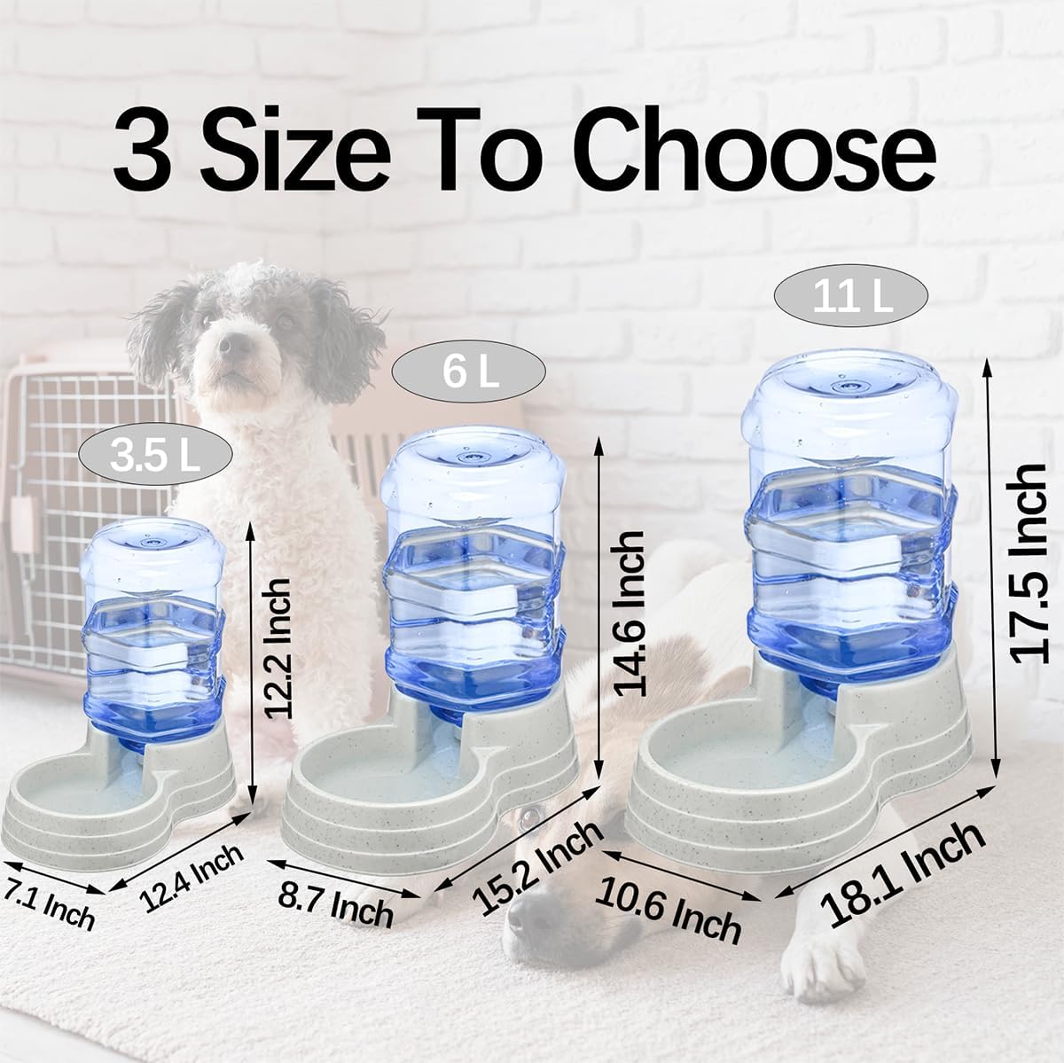 Large Dogs Water Dispenser Station,3 Gallon/11L Gravity Automatic Feeder, Dog Water Bowl Dispenser,Large Size Dog Drinking Fountain
