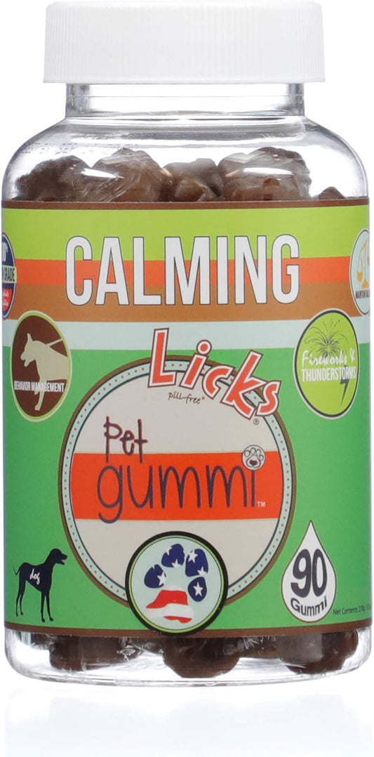 Licks Pill-Free Dog Calming Gummies - Zen Calming Aid Supplements for Aggressive Behavior & Nervousness - Dog & Puppy Treats for Stress Relief & Health - Gummies - 90 Use