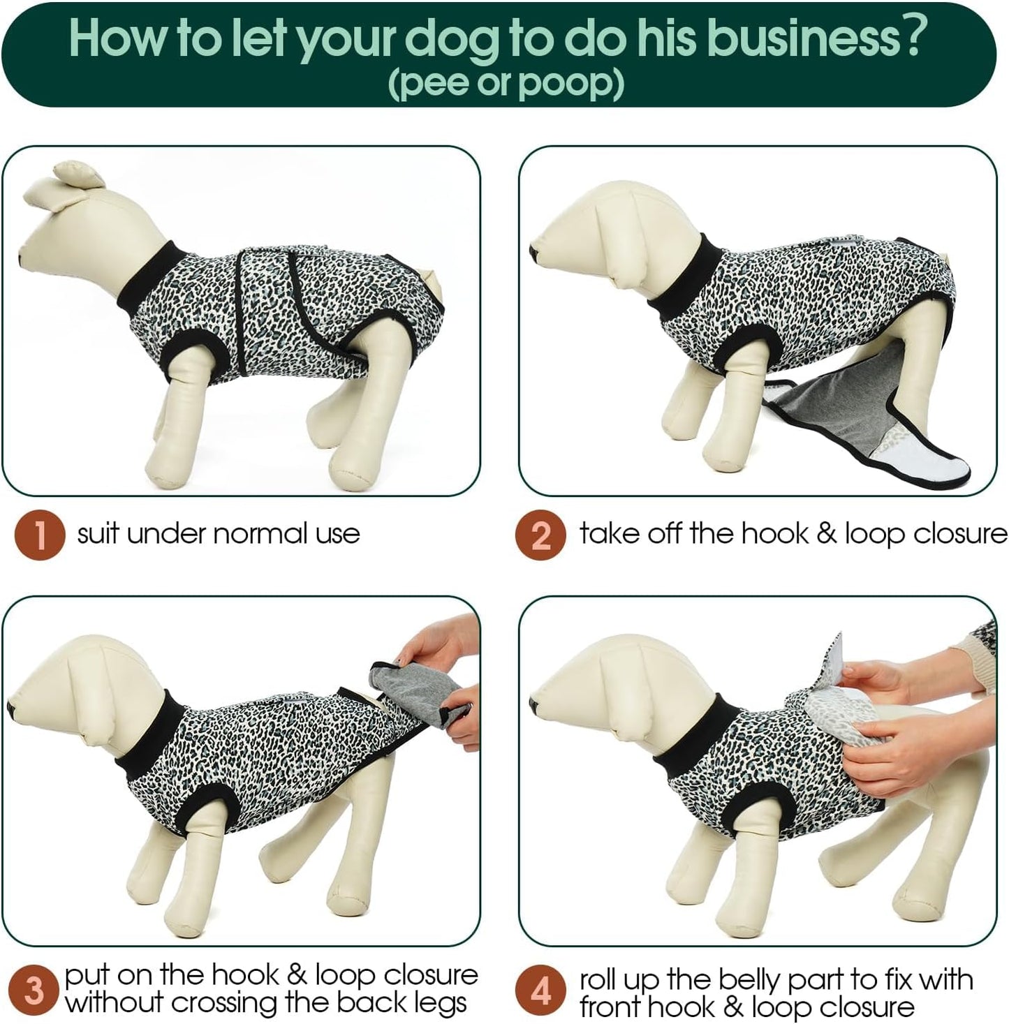 Kuoser Dog Recovery Suit Female, Soft Puppy Surgery Suit, Dog Recovery Suit After Surgery, Post-Op Onesie for Female & Male Dogs, Soft Protective Wear, BlueLeopard S