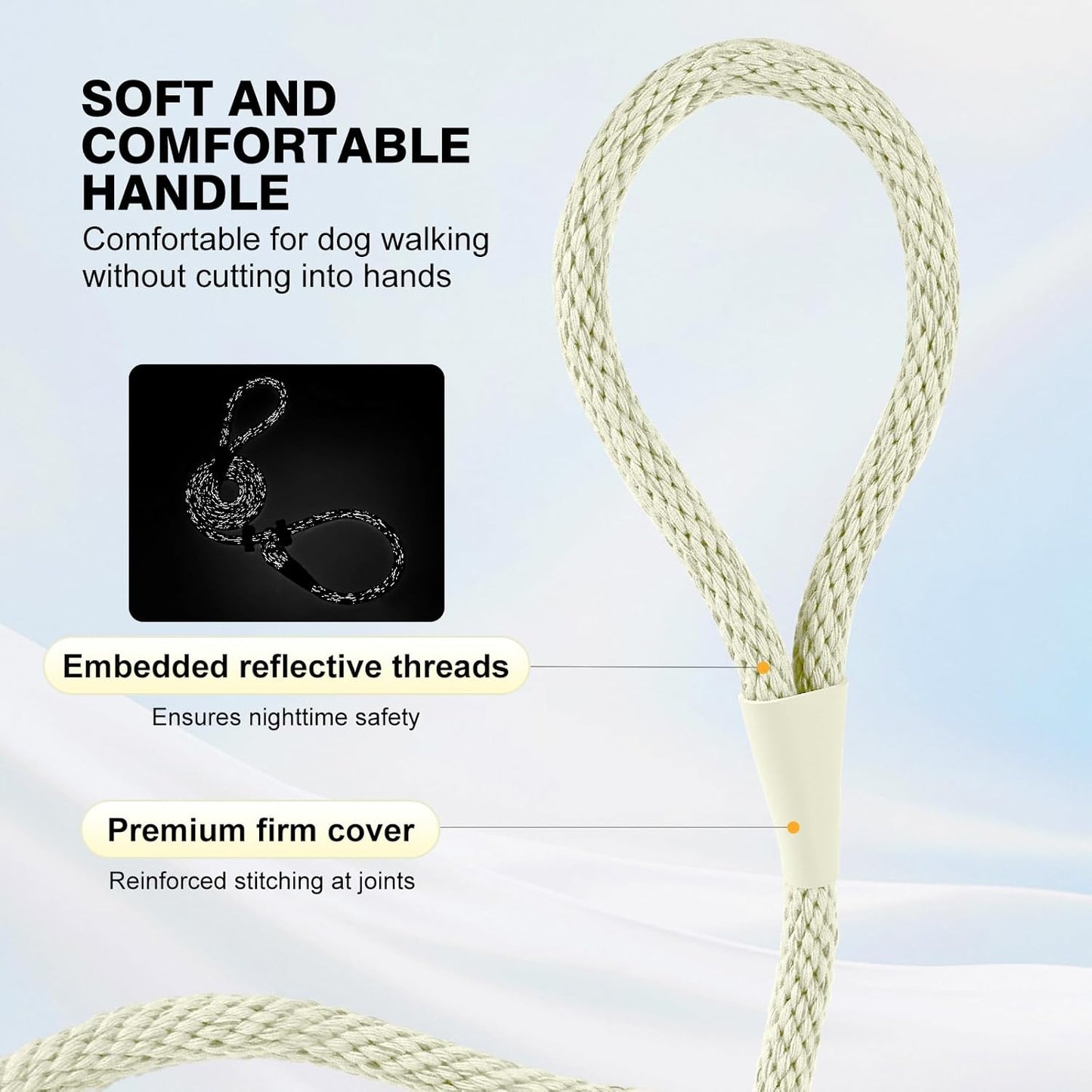 Lynxking Dog Leash Slip Lead Reflective Breathable Rope Comfortable Strong No Pull Slip On Pet Training Lead for Dogs