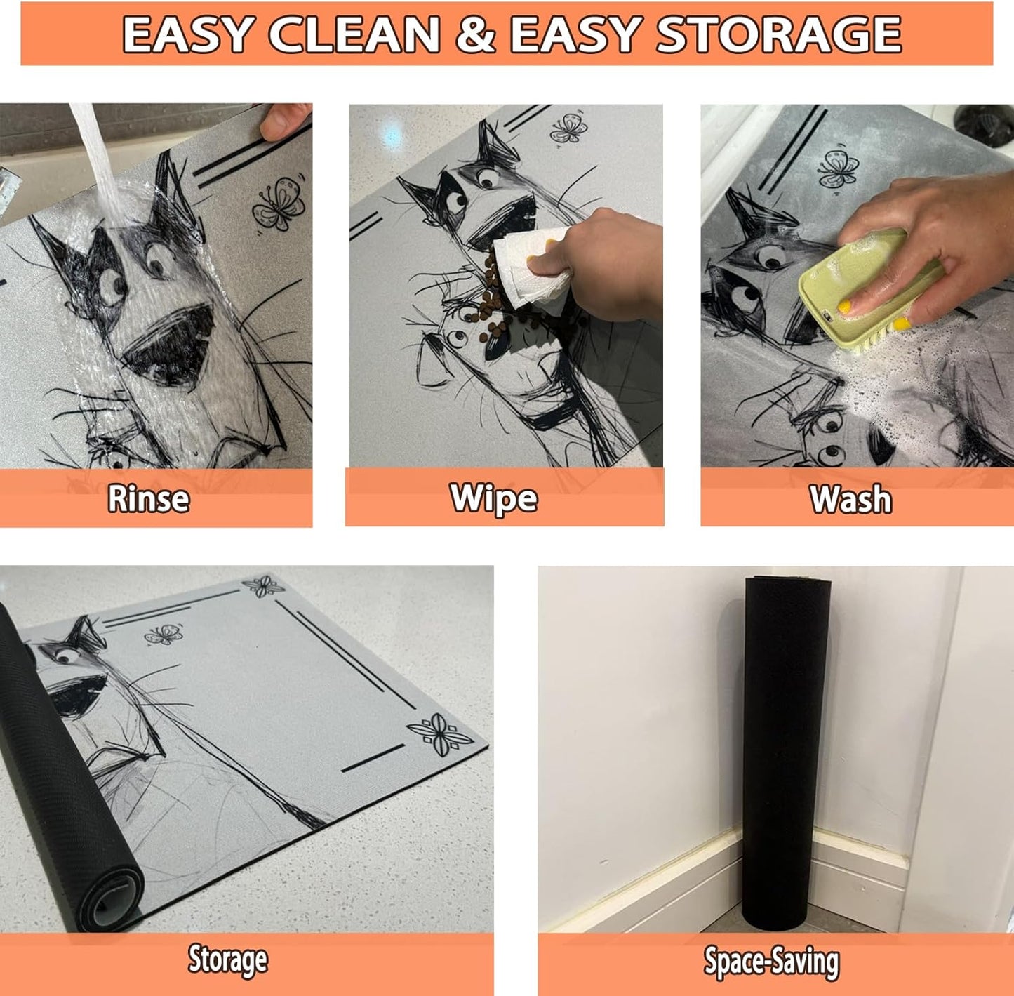 Pet Feeding Mat for Dogs and Cats - Super Absorbent Anti-Slip Bowl Pad, Eco-Friendly Washable Mat to Prevent Spills and Mess German Shepherd Mat 16"x24"