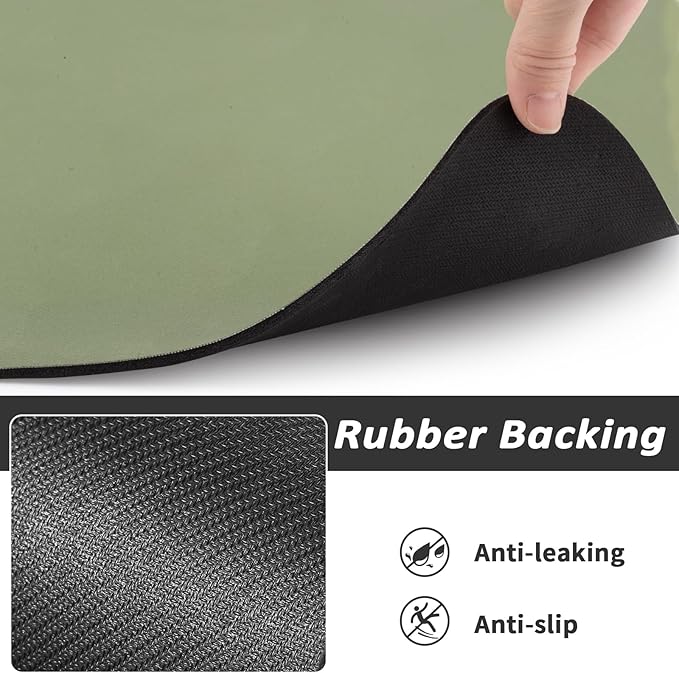 Pet Feeding Mat - Absorbent Dog Mat for Food and Water, No Stains Cat Bowl Mat, Easy to Clean Pet Placemats, Quick Dry Dog Water Dispenser Mat for Messy Drinkers | Green 16"x 24"