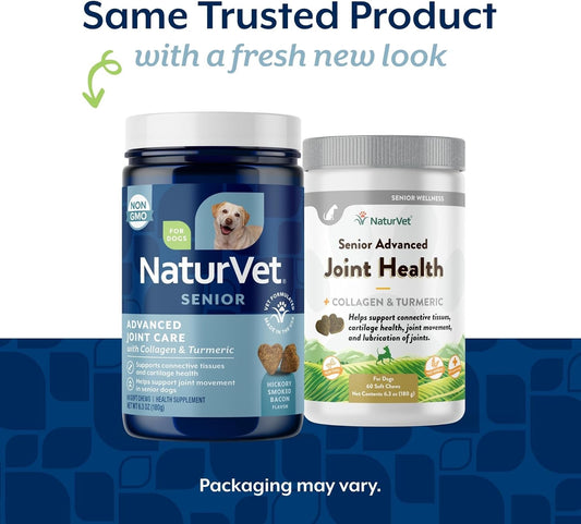 NaturVet Senior Advanced Joint Health Dog Supplement – Includes Glucosamine, MSM, Chondroitin, Collagen – Helps Supports Canine Joint Health Function – 60 Ct. Soft Chews