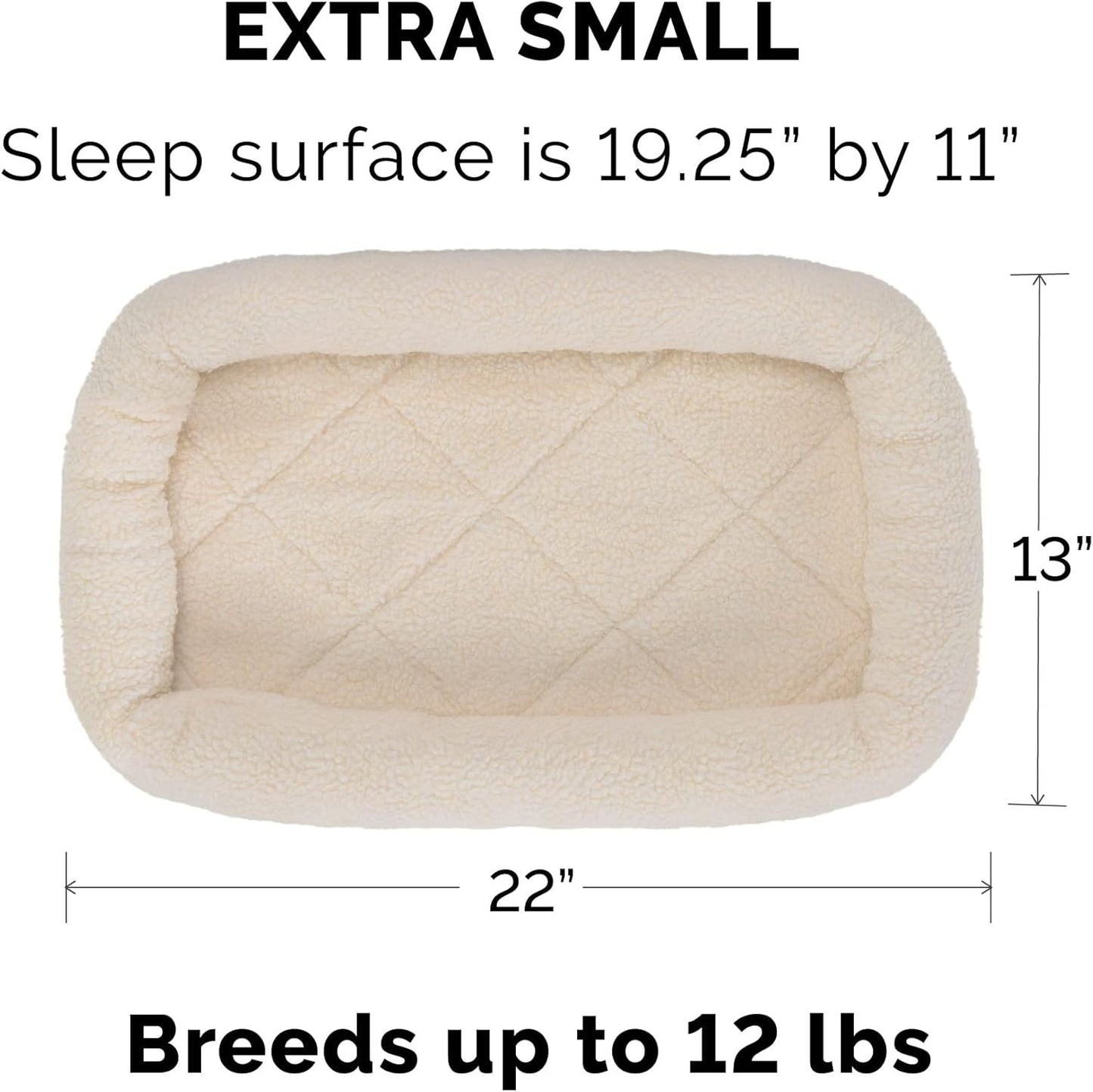 Furhaven Dog Bed for Extra Small Dogs & Indoor Cats, 100% Washable, Sized to Fit Crates - Sherpa Fleece Bolster Crate Pad - Cream, Extra Small
