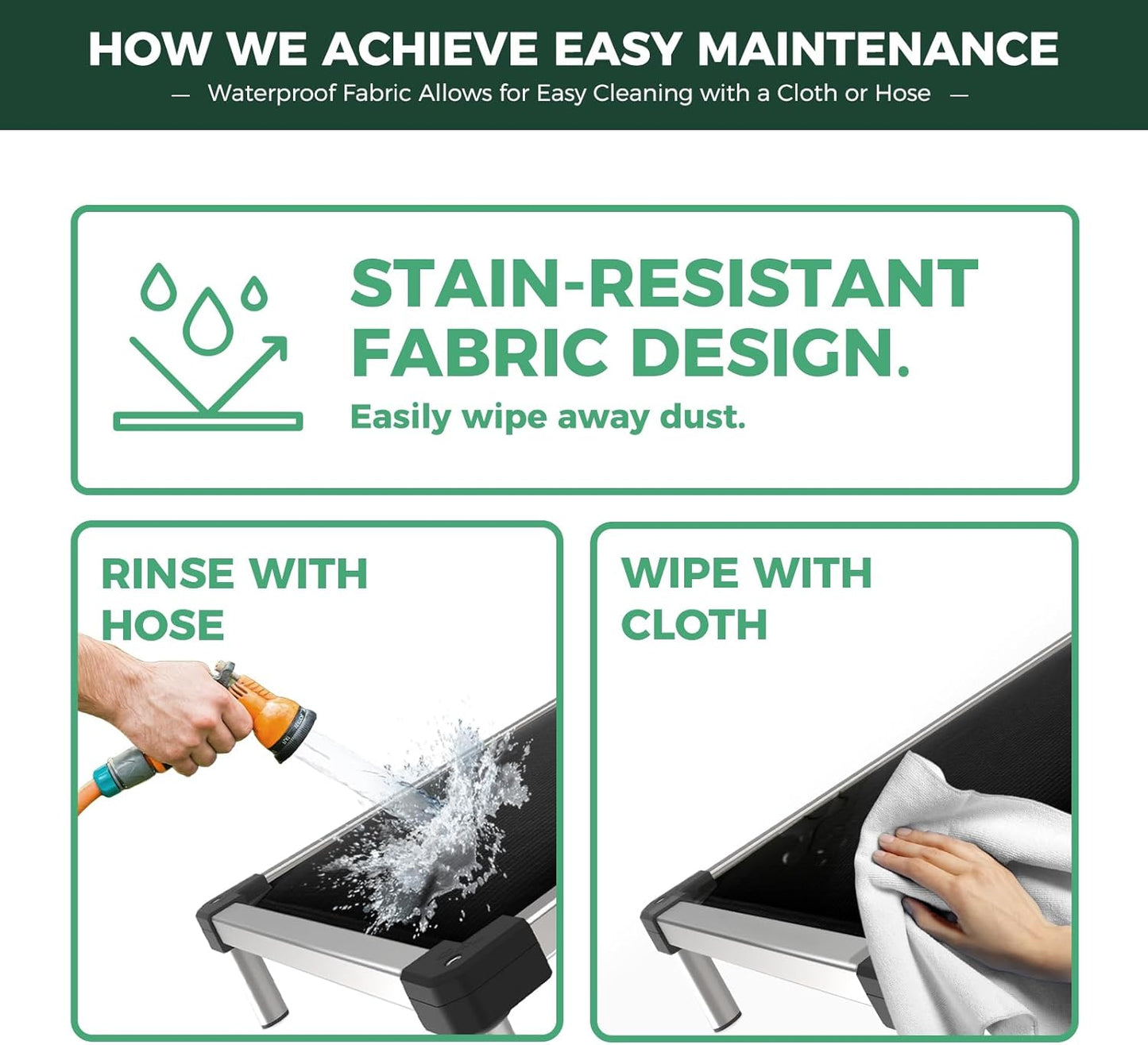 FXW TitanNest Chew-Proof Elevated Dog Bed, Raised Cot for Indoor/Outdoor/Camping Use, Durable & Washable Padded Pet Bed for Extra-Large Dogs, 56.0" L x 31.0" W x 7.3" H, Black