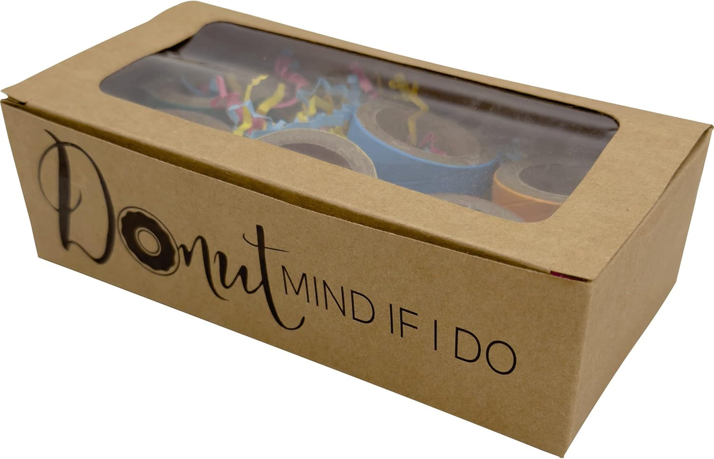 by M&M 6001 Donut Mind If I Do Beak Box - Colorful Compressed Cardboard Donuts, Brightly Colored Crinkle Paper, Delightful Real Donut Box, Delightful Bird Foraging Party