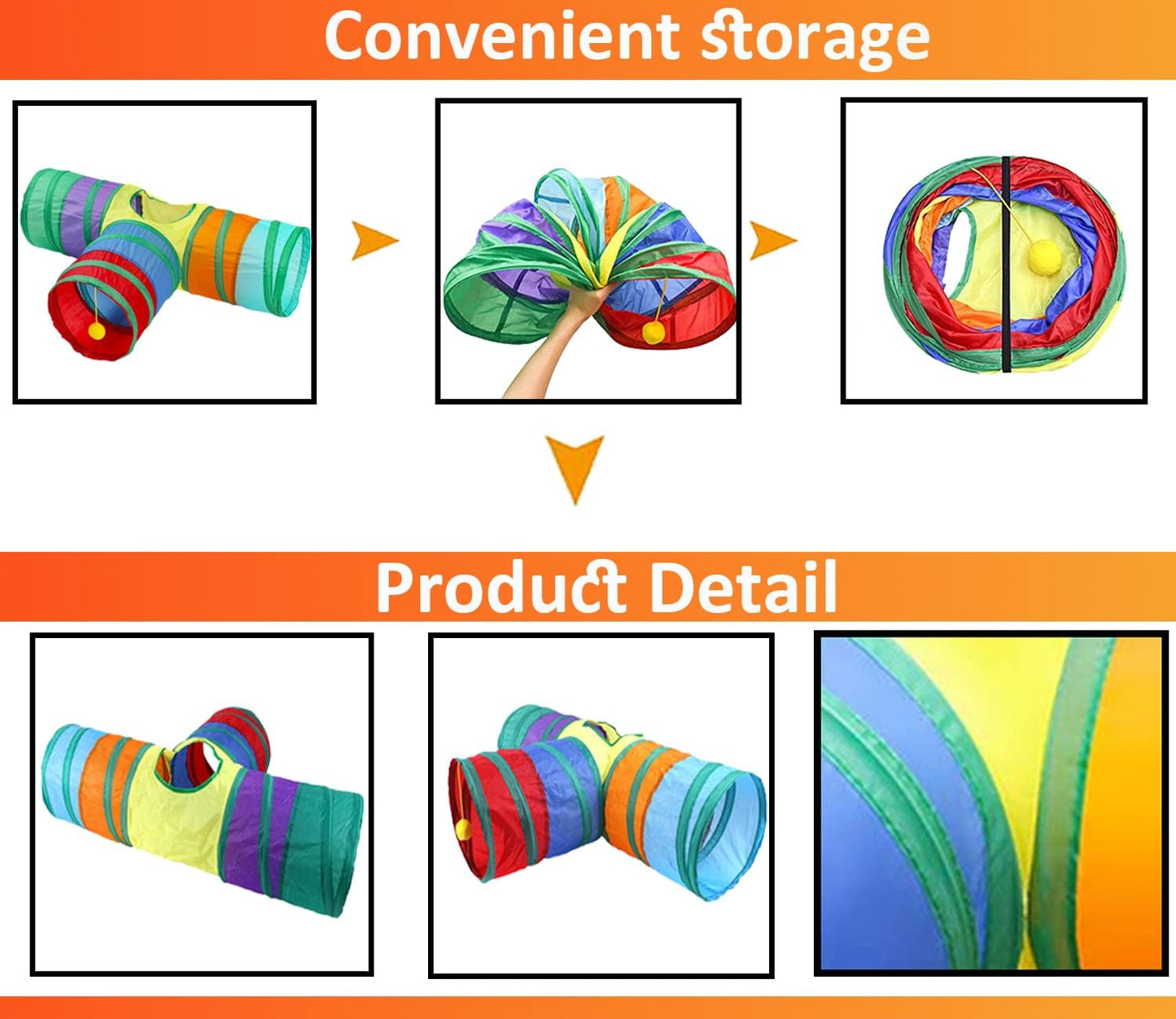 HERCOCCI Bunny Tunnels and Tubes, Collapsible Rabbit Hideout Tunnel Small Animal Activity Toys for Rabbits Bunnies Guinea Pigs Ferrets Kitty Puppy