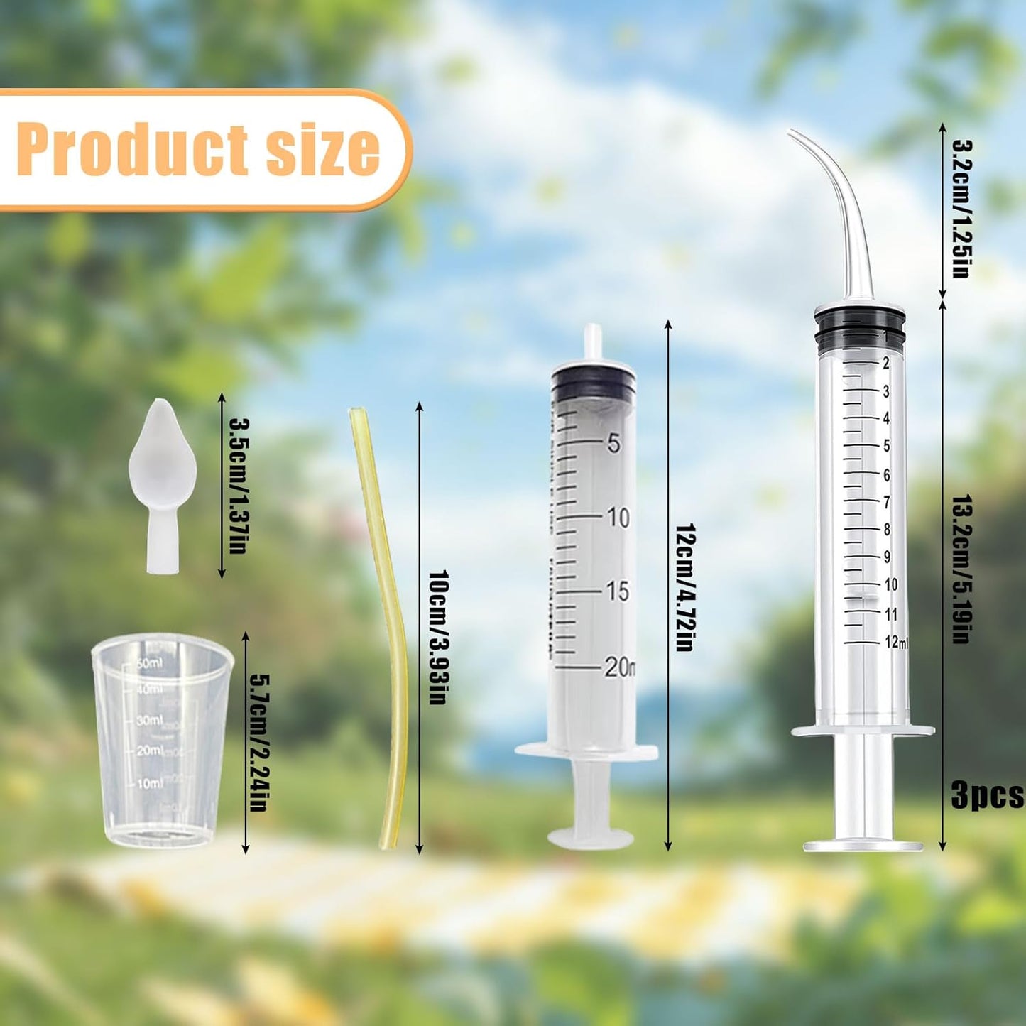 Baby Bird Feeding Syringe Set, Pet Parrot Milk Feeding Syringe with Tubes, Parrot Feeding Feeder Measuring Tools for Feeding Pets Scientific Industrial Labs… (12ml +20ml syringe+50ml Measuring Cup)
