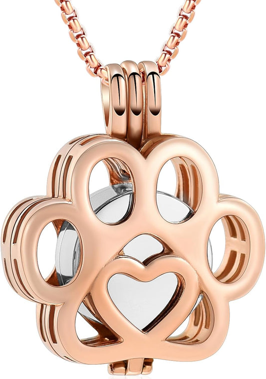 Oinsi Pet Cremation Jewelry For Ashes For Dog/Cat Paw Stainless Steel Memorial Locket Urn Necklace Inside Mini Case Keepsake Cremation Jewelry Women Men
