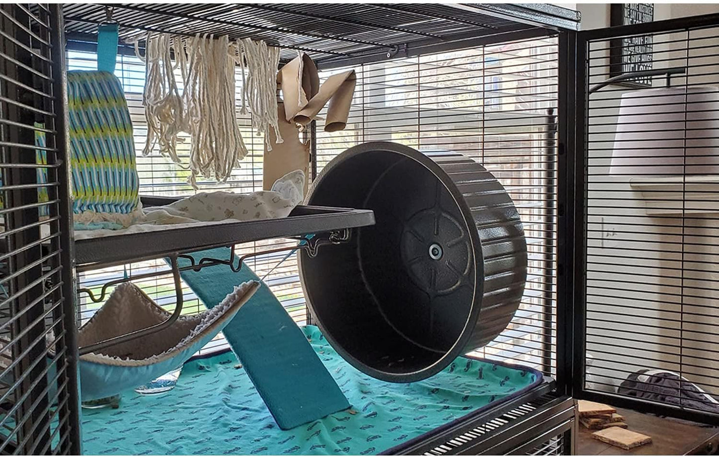 15" Chin-Sprint : All-Metal Durable, Fast Exercise Wheel - for Chinchillas, Prairie Dogs, Rats, Degus, Hedgehogs, Opossums & Other Small Pets (Black)