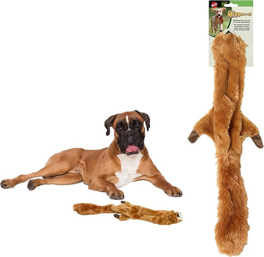 SPOT Skinneeez Squirrel 23-Inch Stuffing-Free Plush Dog Toy – Realistic Design with 2 Squeakers – Durable, Soft Polyester for Medium & Large Dogs – Tug, Fetch & Shake Play – for Moderate Chewers
